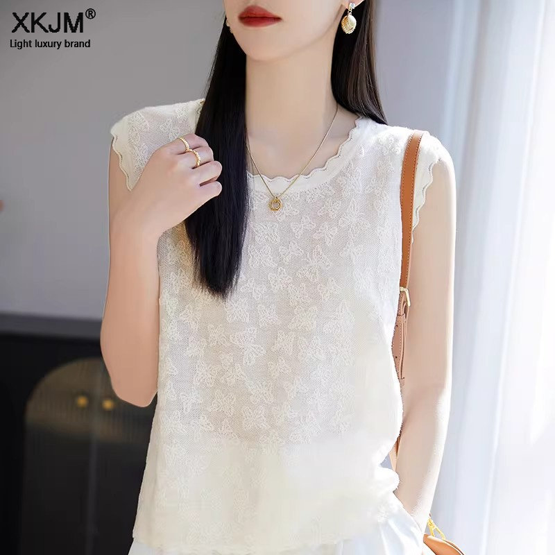 白色花边无袖背心女2026夏季新款轻熟优雅风通勤气质内搭小衫上衣
