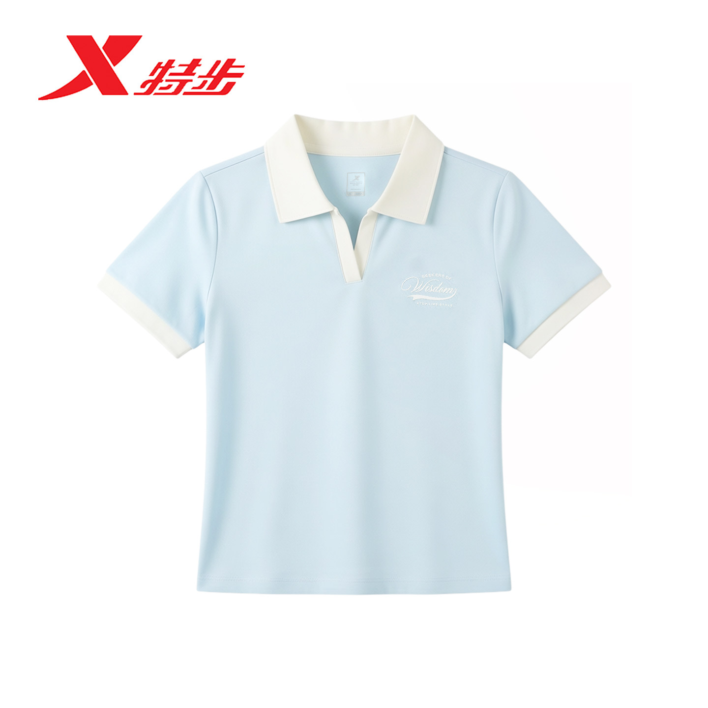 特步短袖T恤女翻领POLO衫2026秋季新款运动针织衫974328020552
