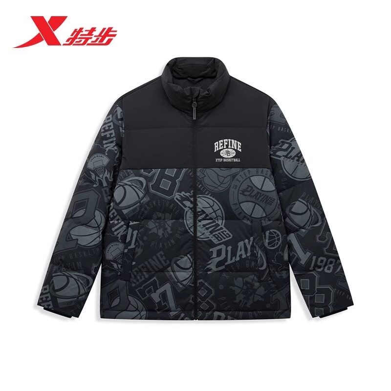 特步加厚立领羽绒服男款外套202