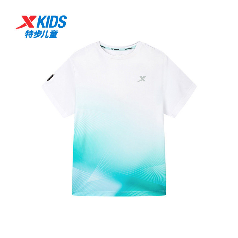 特步儿童童装男童短袖T恤2024夏季冰丝透气中大童676225014247
