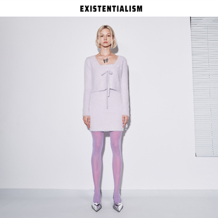 EXISTENTIALISM 水貂绒绑带针织开衫抹胸半裙套装女时尚原创设计