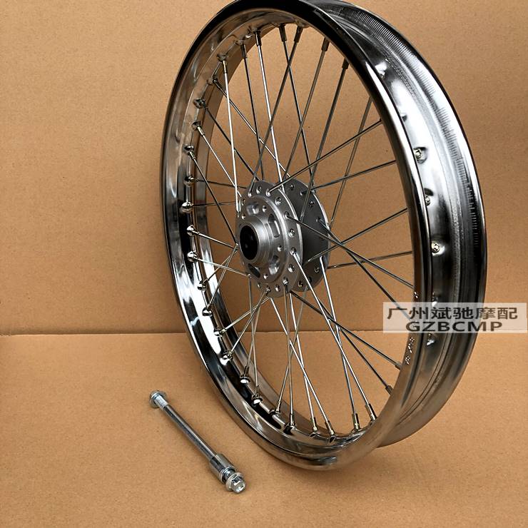 摩托车轮毂适用于CG125改装碟刹前轮复古碟刹轮毂辐条钢丝轮配件