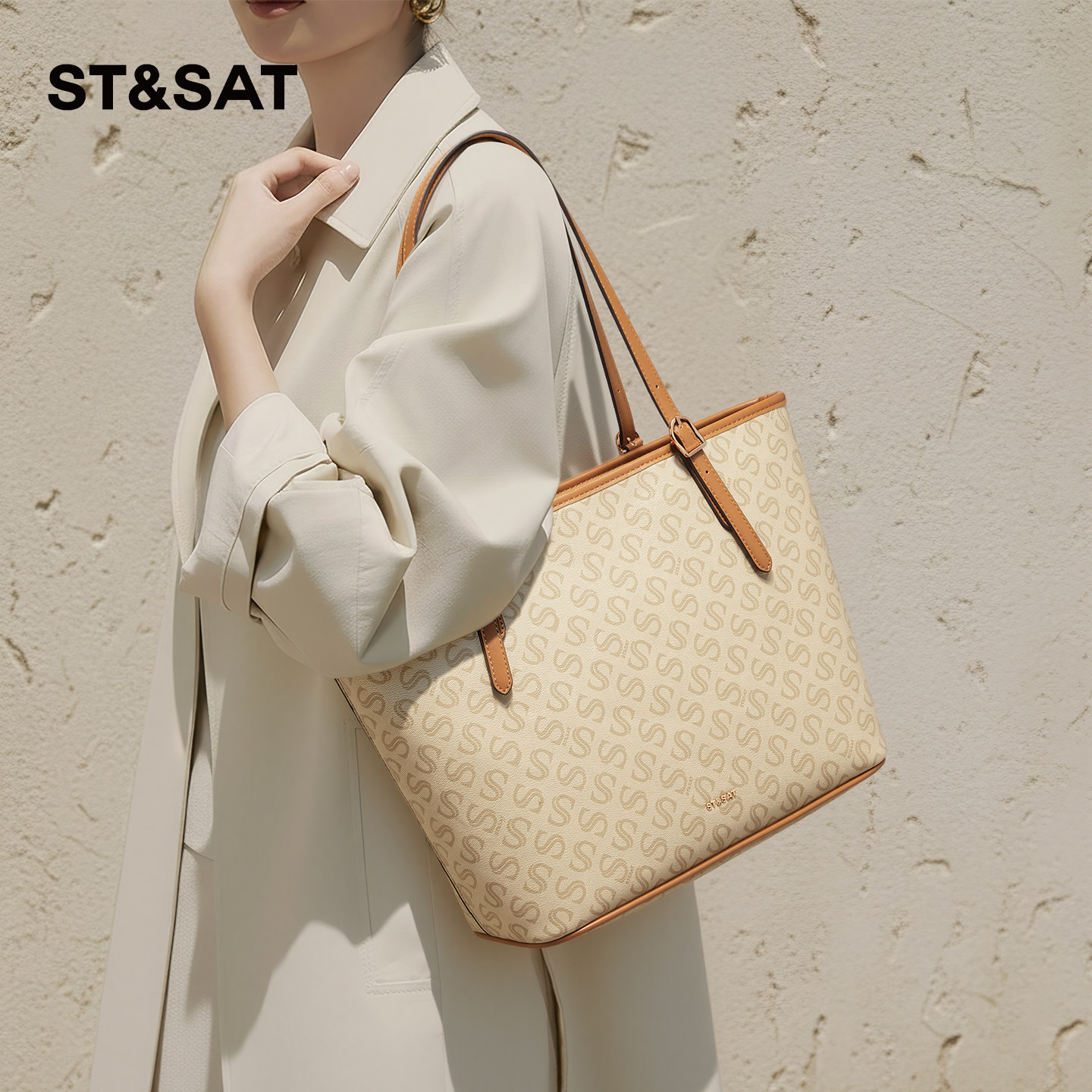 星期六托特包包女2026新款老花手提包高级单肩包大容量通勤腋下包,箱包皮具/热销女包/男包,托特包,淘宝优惠券,粉丝福利购,淘宝优惠卷