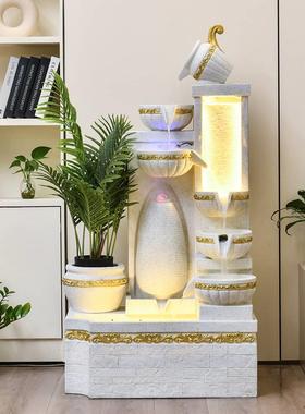 台简约流水喷泉摆件创意家居厅地落鱼SFC池景观阳户外现代客加湿