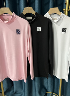 6K65 日本高尔夫服装男士24秋冬新品长袖T恤半高领加绒打底衫上衣