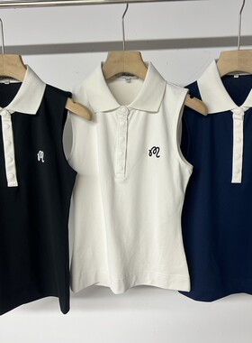 24123 出口余韩单高尔夫女士夏季服装薄款翻领袖无袖背心速干弹力