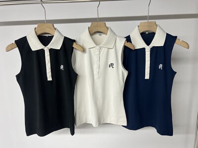 24123 出口余韩单高尔夫女士夏季服装薄款翻领袖无袖背心速干弹力