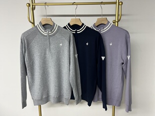 12N052出口日本余25秋冬新品高尔夫男装双层防风半拉链毛衣针织衫