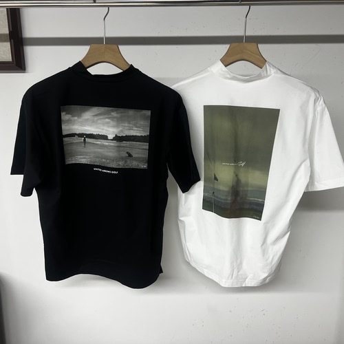 42E105出口余日本潮牌高尔夫球衣男士服装夏季新品小高领短袖印花