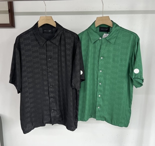 4W62 出口余日本潮牌高尔夫男士夏季新品特薄短袖丝绸衬衫速干