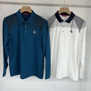 43F37 出口余韩单高尔夫男士秋冬加绒保暖翻领长袖上衣弹力速干