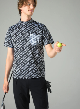 12t23 日本潮牌MuTA高尔夫男装25夏季速干短袖满印小高领T恤男