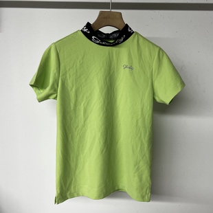 40B187 出口余韩单潮牌高尔夫女士夏季立字母华夫格短袖速干弹力S