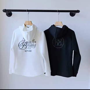 高尔夫女卫衣连帽刺绣修身 弹力长袖 golf拉链外套出口日本 P007