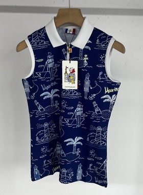 41C31 韩国正品代购一支花高尔夫女士夏季翻领无袖背心上衣 XS 码