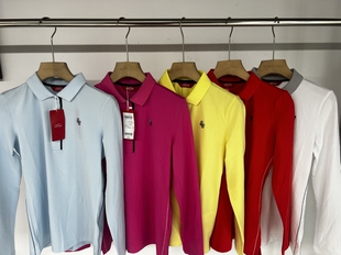 22113 出口韩单捡漏春夏薄新款高尔夫女翻领长袖T恤修身透气速干