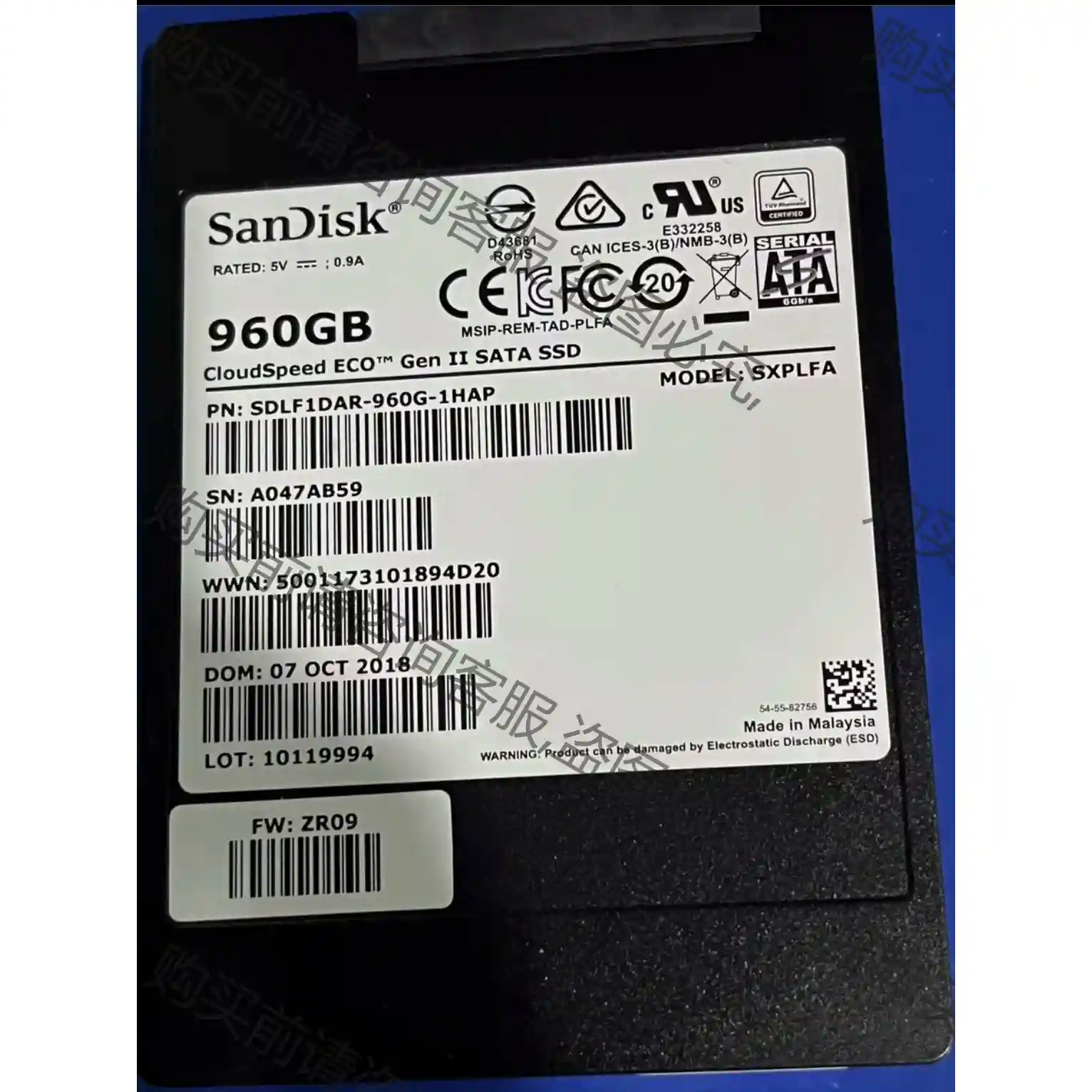 闪迪云盘960G固态硬盘 mlc颗粒 包好没问题 先议价 拆机货包好