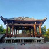 水榭亭戏台防腐木质门楼牌坊门亭实木仿古户外门头凉亭山门庭院