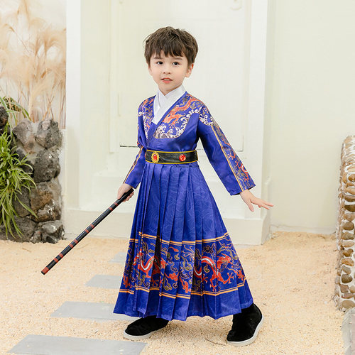 儿童汉服飞鱼服中国风明制交领衫