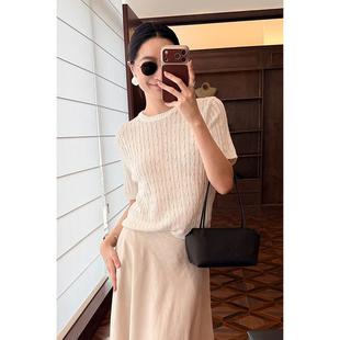 崔婶儿 国王的新装 简约高级针织衫女夏季凉感百搭显瘦上衣