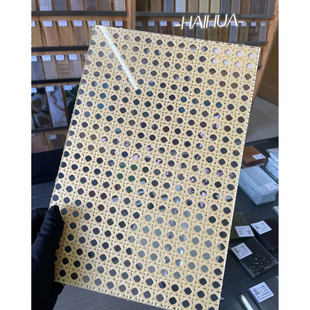 藤编钢化夹丝夹胶玻璃屏风柜门隔断客厅入户门遮挡玄关现代定制