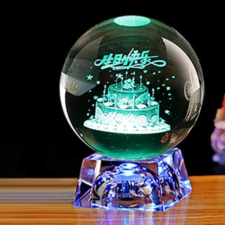 浪漫发光水晶球生日礼物女生送男朋友闺蜜同学创意diy定制小摆件