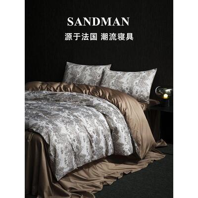 Sandman轻奢高级感四件套100支长绒棉贡缎全棉被套床单床品被罩