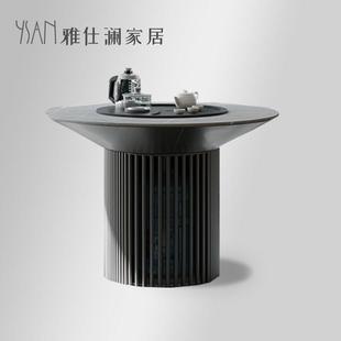 岩板茶桌家用小茶台现代简约客厅圆形功夫茶台轻奢阳台茶桌椅组合