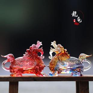 古法琉璃龙龟摆件四神兽招财八卦金钱龟镇宅风水居家客厅中式 摆设