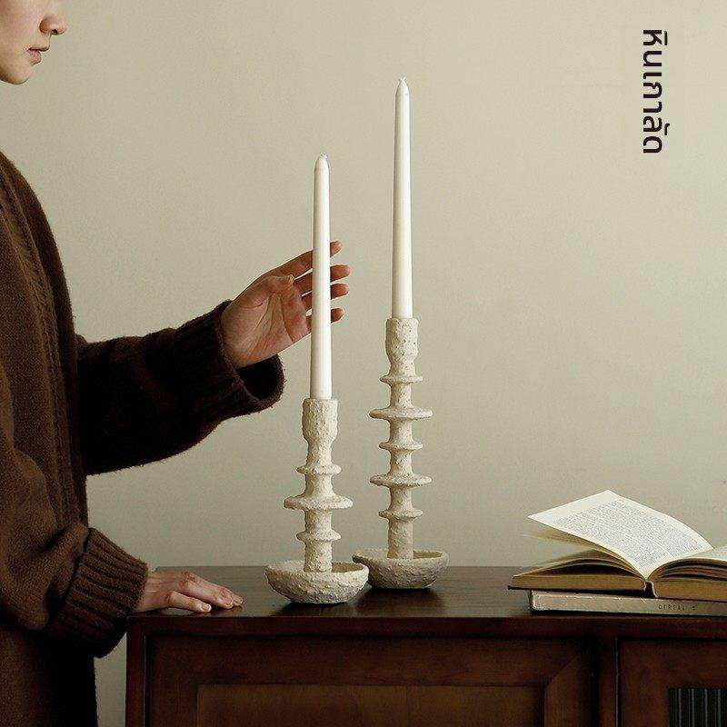 栗石侘寂风覆古素胚蜡烛台摆件民宿客厅餐桌边柜烛光晚餐摆设道具,家居饰品,烛台,淘宝优惠券,粉丝福利购,淘宝优惠卷