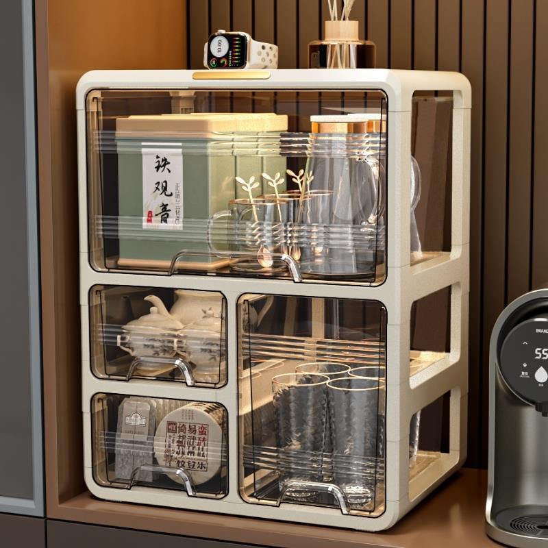 茶具茶杯收纳盒防尘杯架桌面玻璃杯水杯架茶包茶叶杯子收纳置物架