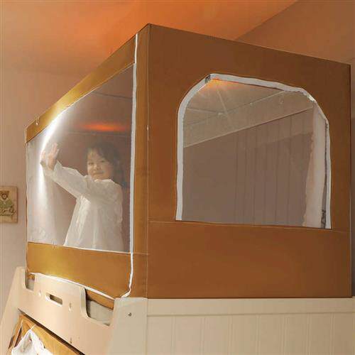 儿童子母床蚊帐一体式床帘遮光上铺高底床上下双层床下铺梯形专用