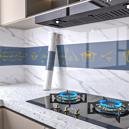 厨房防油贴纸橱柜灶台台面防潮防水卡通墙贴耐高温壁纸墙纸自粘贴