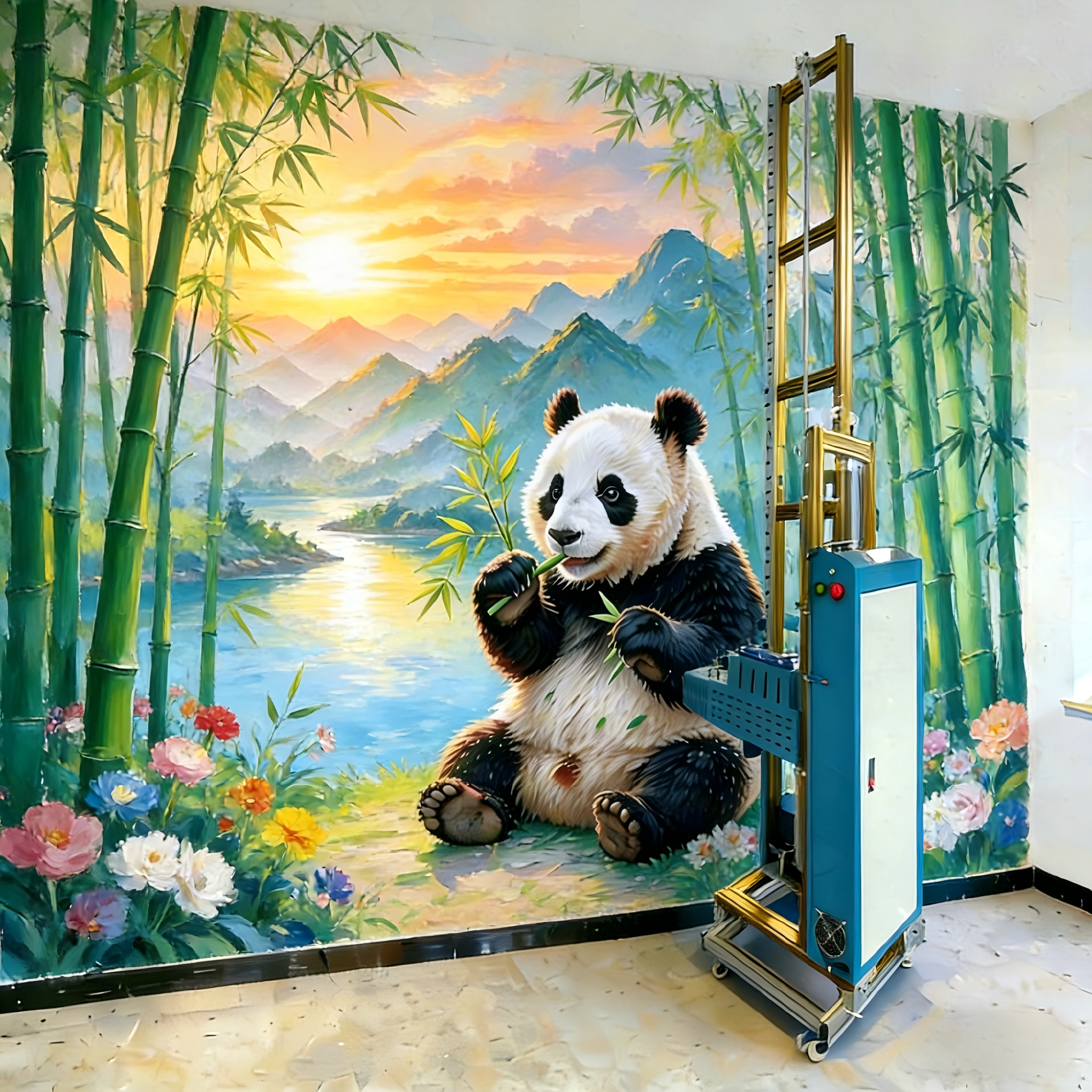 新款3D墙体彩绘机室内户外学校广告展厅乡村党建不限墙面打印机