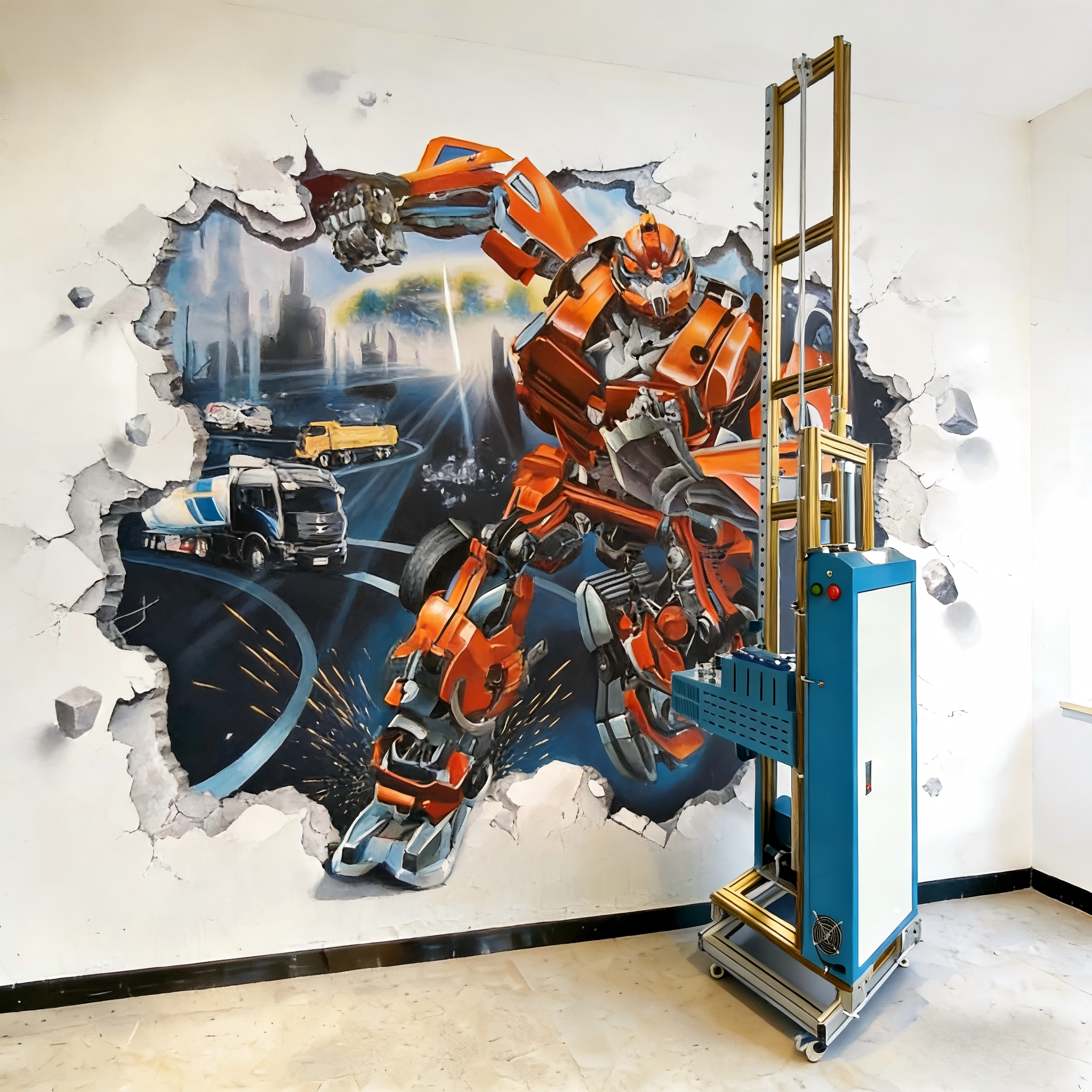 3D墙体彩绘机学校乡村建设党建广告喷字画高清高速打印机厂家直销