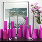 玫红色香薰蜡烛无烟家用婚庆婚礼浪漫烛光晚餐烛台摆件客厅软搭