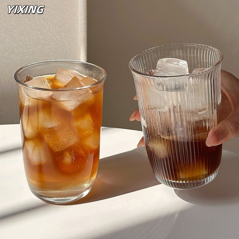 ins风冰美式拿铁咖啡杯高颜值玻璃杯饮料大容量带盖吸管杯果汁杯