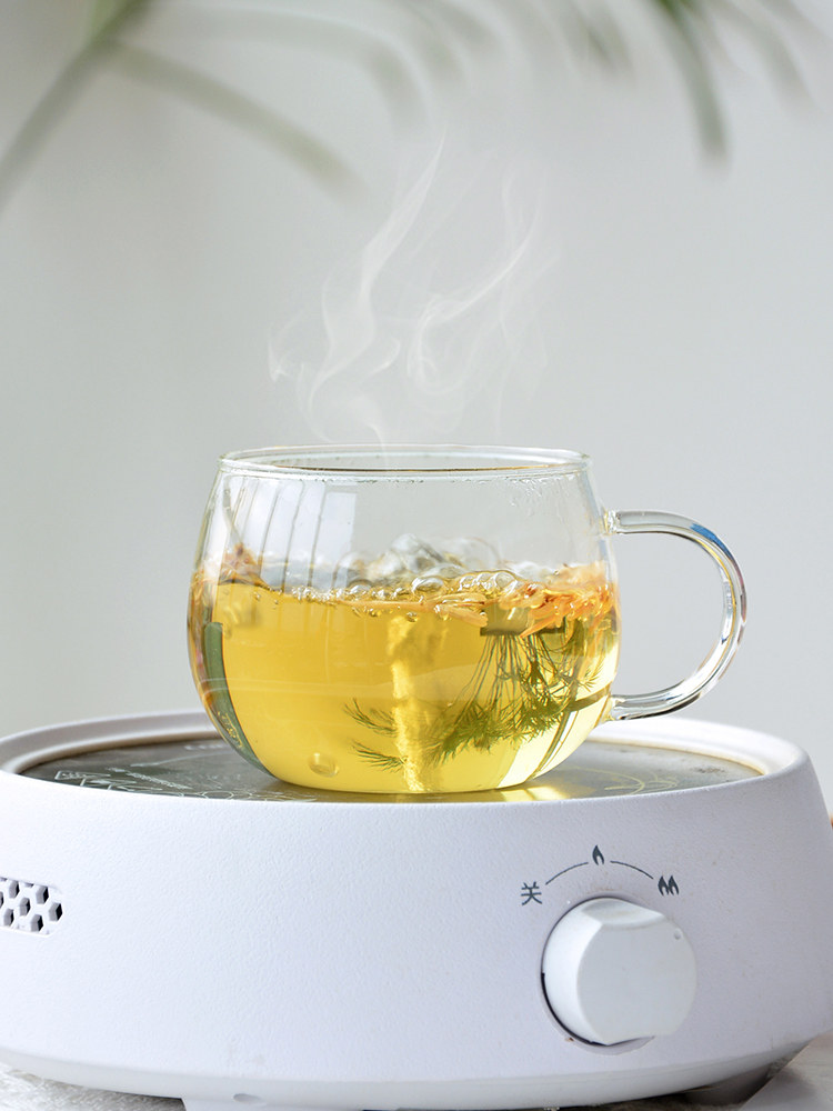 可加热高硼硅玻璃杯带把手耐高温圆趣杯耐热茶杯办公室泡花茶杯子