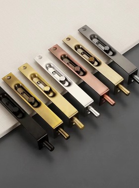 304不锈钢暗插销天地门栓防火门隐形门闩黑色加长双开门暗装插销