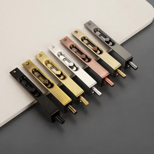 304不锈钢暗插销天地门栓防火门隐形门闩黑色加长双开门暗装插销