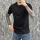 百搭潮牌T恤纯黑打底内搭衫 网红同款 男纯色纯棉修身 圆领短袖 夏季