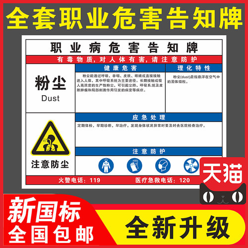 粉尘职业危害告知牌卡高温油墨柴油天那水乙酸乙酯碳酸铝一氧化碳低温二氧化碳有限空间安全提示警告标志定制 - 封面