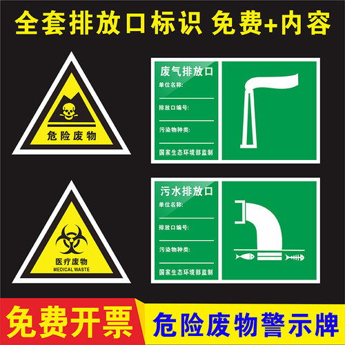 废物排放口标识牌一般固体废物雨水污水排放口噪声铝板标识牌仓库标识危废环保标识标志牌标签提示警示牌定制