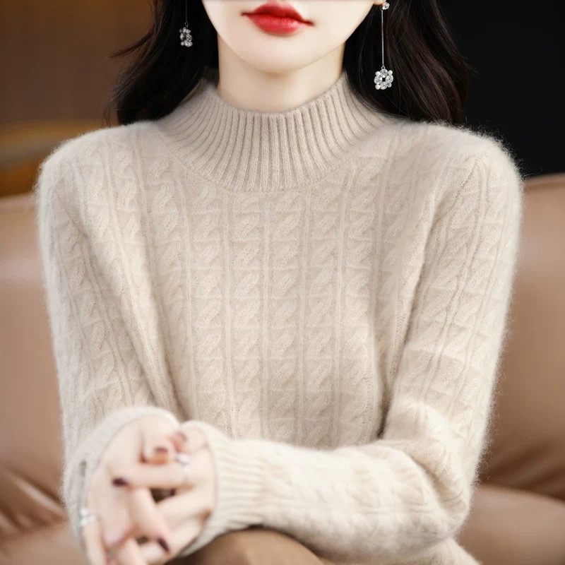 100%纯羊绒女加厚针织衫
