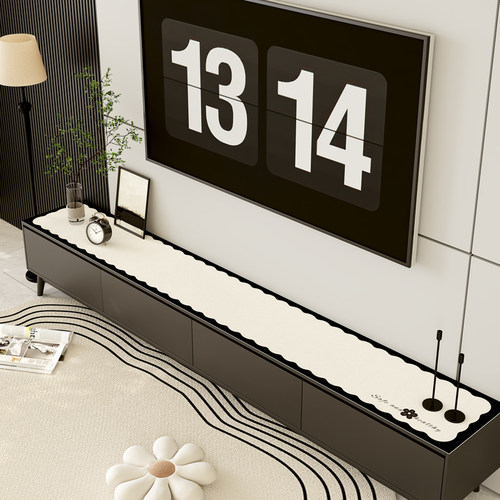 简约电视柜台面保护桌垫餐边柜垫子电视柜机地柜遮丑神器长条桌布