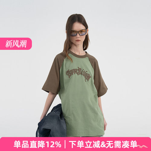 【限时清仓】APPARITION 哥特字母贴布绣 插肩袖短袖T恤 男女同款