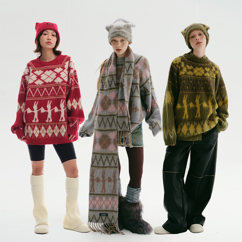 费尔岛纹，时尚复古。含10%羊毛，保暖舒适