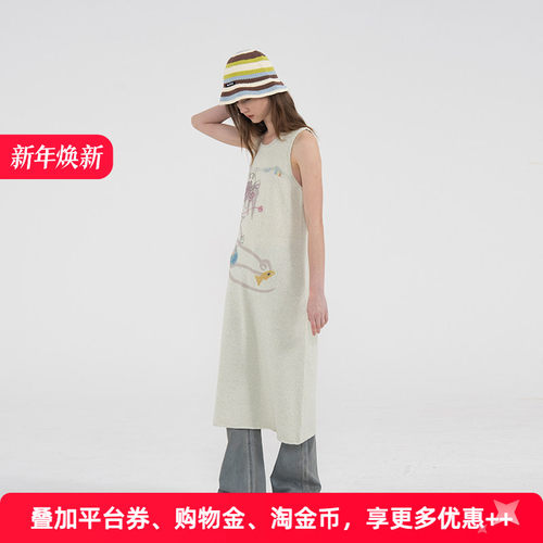 APPARITION 艺术插画涂鸦印花 针织无袖连衣裙