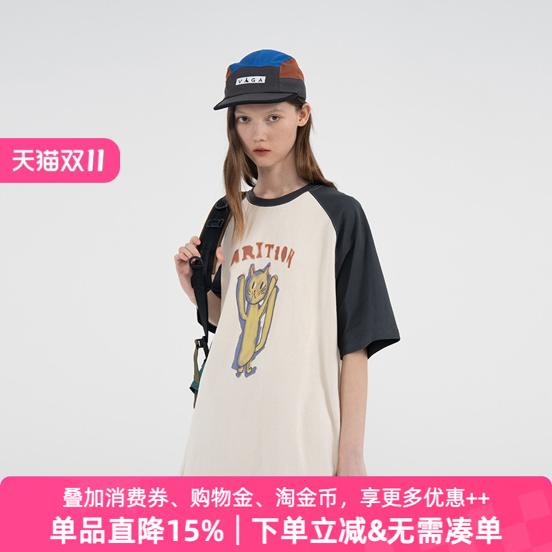 APPARITION  短袖女t恤夏 艺术手绘印花 插肩袖短袖T恤 男女同款