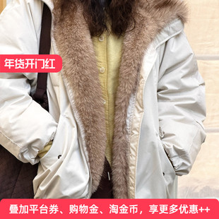 APPARITION 复古仿皮草 派克羽绒服 大毛领 白鸭绒羽绒外套